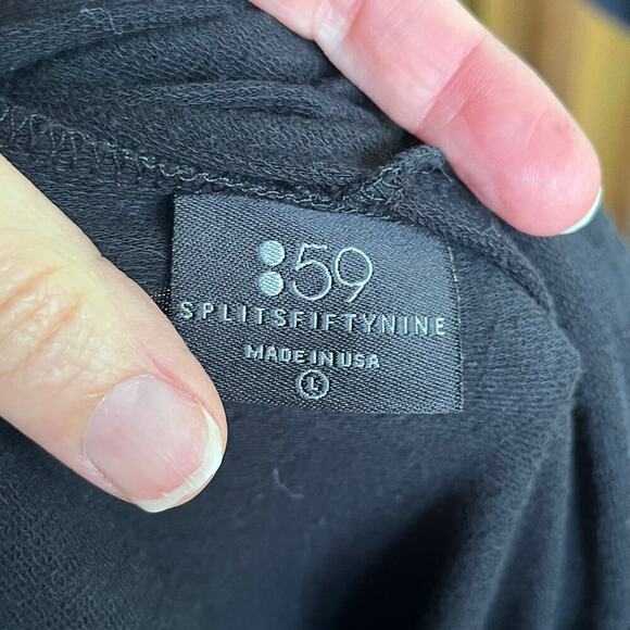 Splits 59 Black Long Sleeve Funnel Neck Top With Drawstring Size L - Picture 7 of 8